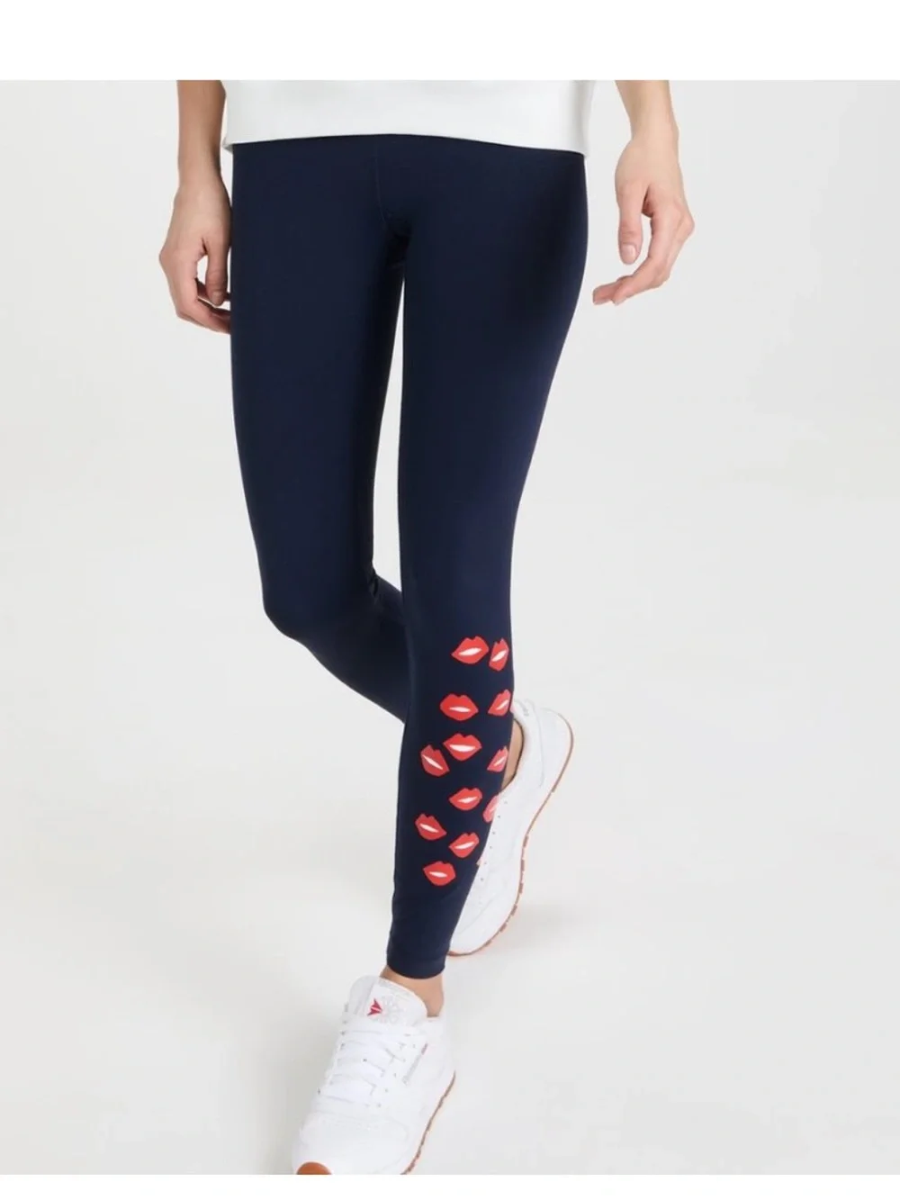 Tory Burch | Navy Blue High-Rise Sculpt Lips Graphic Leggings Sz XL